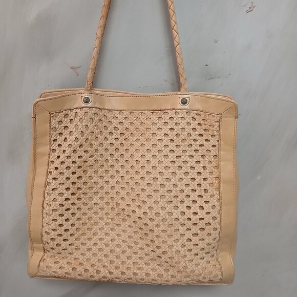Hobo Leather Wicker Weave Tote - Picture 1 of 13